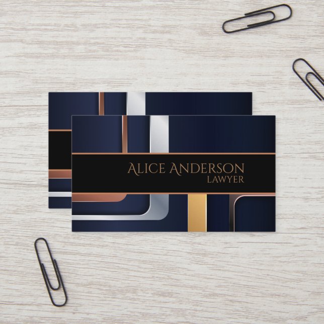 Luxury black gold elegant lawyer  Business Card (Front/Back In Situ)