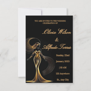 Luxury Black & Gold Elegant Wedding Invitation