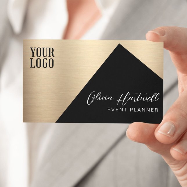 Luxury Black & Gold Event Planner  Business Card (Creator Uploaded)