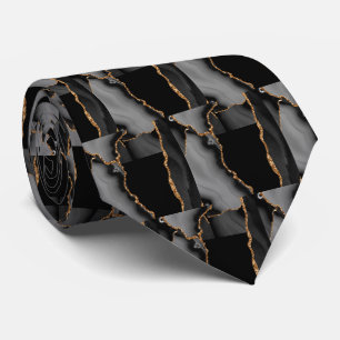 Luxury Black Gold Faux Glitter Faux Silk Tie