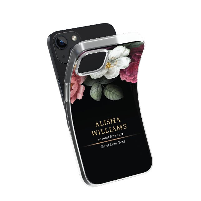 Luxury Black Gold Floral Business Personalised Case-Mate iPhone Case (Creator Uploaded)