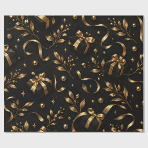 Luxury Black & Gold Floral Gift Wrap – Elegant Bot