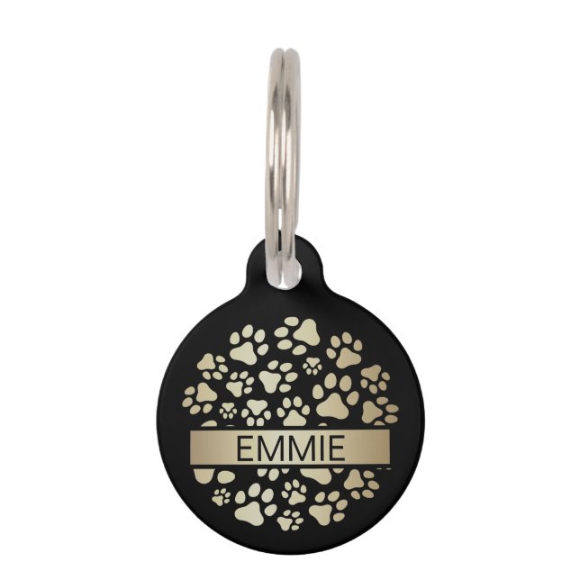 Luxury Black Gold Foil Pet Supplies  Tag (Front)