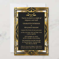 Luxury Black & Gold Gatsby Art Deco  1920s Wedding