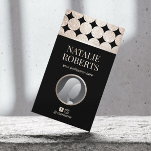 Luxury Black & Gold Geometric Salon & SPA Photo Business Card