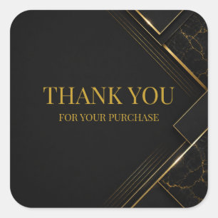 Luxury Black Gold Geometric Thank You Sticker