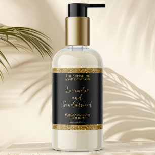Luxury black & gold glitter cosmetics bottle label