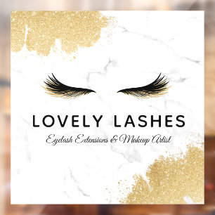 Luxury Black & Gold Glitter Eyelash Logo Marble