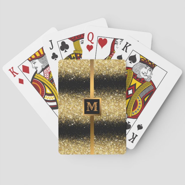 Luxury Black Gold Glitter Playing Cards (Back)