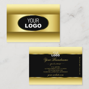 Luxury Black Gold Gradient Logo Golden Oval Frame Business Card