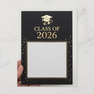 Luxury Black & Gold Graduation Announcement Photo  Postcard