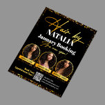 Luxury Black Gold Hair Salon Promo Booking Flyer<br><div class="desc">Announce your booking openings with this sophisticated hair salon flyer. Its eye-catching black and gold design will surely catch attention. High-quality images beautifully showcase your hair styling services. This flyer will help you attract new clients and generate excitement for your upcoming appointments. Make it yours by adding your salon details...</div>