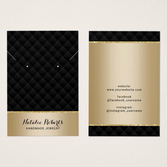 Luxury Black & Gold Jewellery Earring Display (Front & Back)