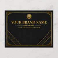 Luxury Black Gold Jewellery Packing Slip Card