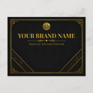 Luxury Black Gold Jewellery Packing Slip Card