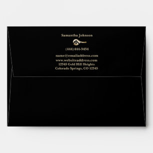 Luxury Black Gold Key Real Estate Agent Envelope