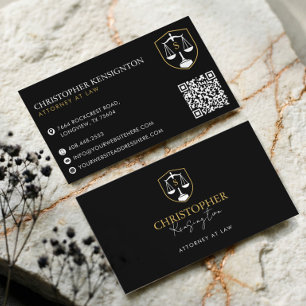 Luxury Black Gold Lawyer Attorney At Law Monogram Business Card