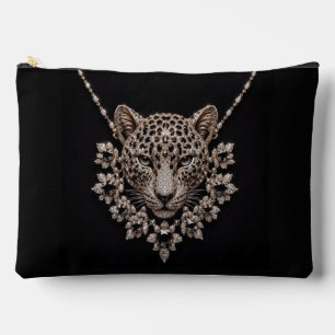 Luxury Black & Gold Leopard Floral Diamond  Accessory Pouch