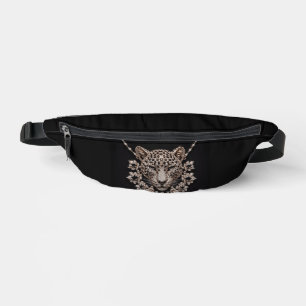 Luxury Black & Gold Leopard Floral Diamond Necklac Bum Bags