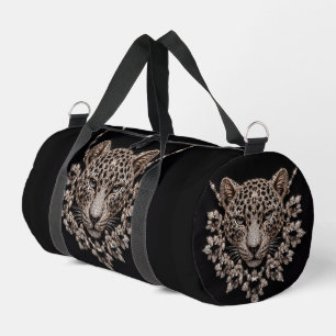 Luxury Black & Gold Leopard Floral Diamond Necklac Duffle Bag