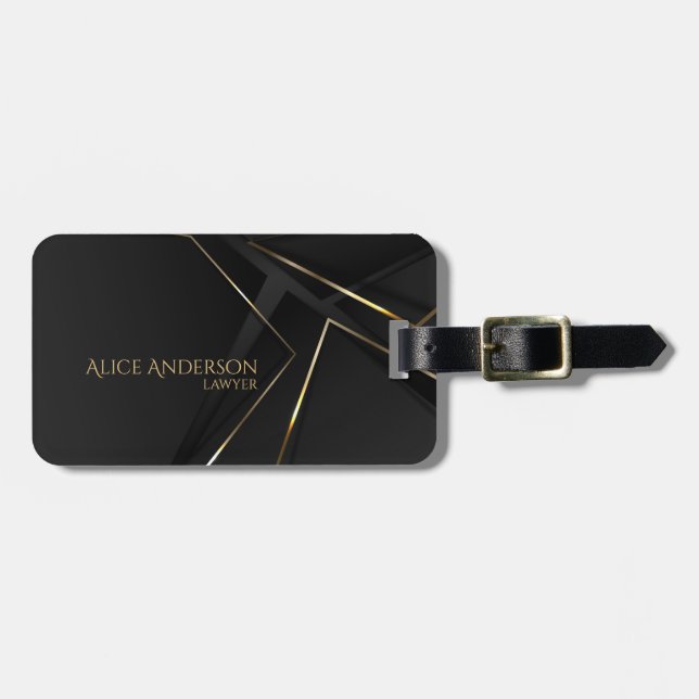 Luxury black gold lines Professional Lawyer Luggage Tag (Front Horizontal)