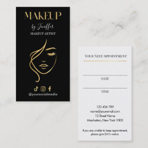 Luxury Black & Gold Makeup Appointment Card