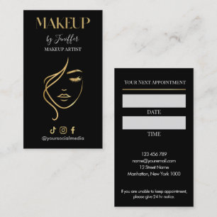 Luxury Black & Gold Makeup Appointment Card