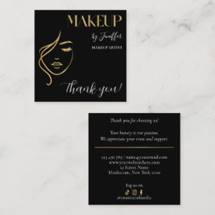 Luxury Black & Gold Makeup Thank you Card
