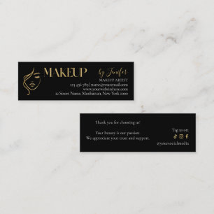 Luxury Black & Gold Makeup Thank you Card