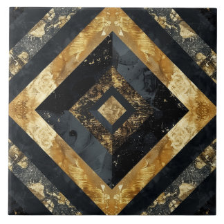 Luxury Black Gold Marble Geometric Tile