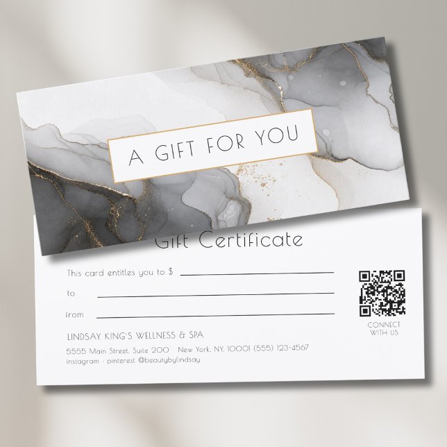Luxury Black Gold Marble QR Code Gift Certificate (Luxury Black Gold Marble QR Code Gift Certificate)