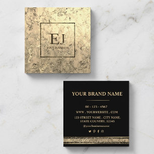 Luxury Black & Gold Marble Square Business Card