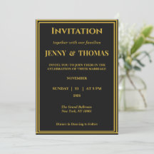 Luxury Black & Gold Minimal Wedding Invitation