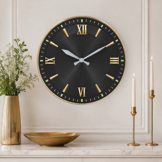 Luxury Black & Gold Modern Minimalist  Large Clock (Creator Uploaded)