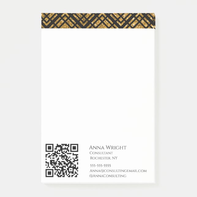 Luxury Black Gold Modern Post-it Notes (Front)