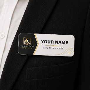 Luxury Black Gold Modern Real Estate Logo Name Tag