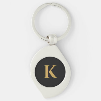 Luxury Black Gold Monogram K Key Ring