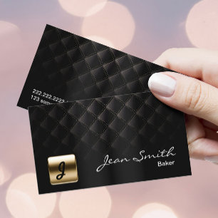 Luxury Black & Gold Pastry Chef Bakery Business Card