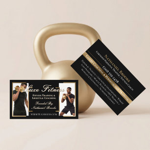 Luxury Black Gold Personal Trainer Fitness Coach Business Card