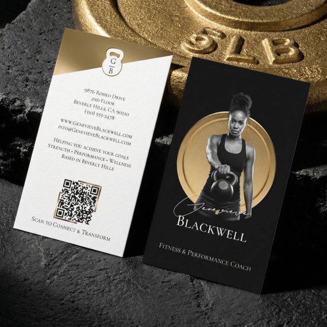 Luxury Black Gold Personal Trainer Fitness Photo  Business Card (Luxury Black Gold Personal Trainer Fitness Photo Business Card)