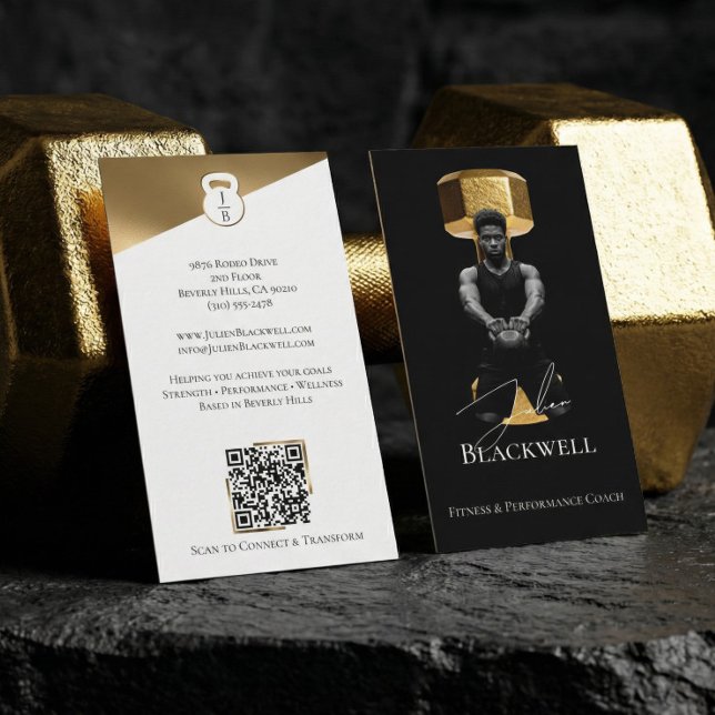 Luxury Black Gold Personal Trainer Fitness Photo  Business Card (Luxury Black Gold Personal Trainer Fitness Photo Business Card)