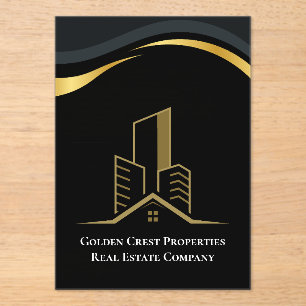 Luxury Black & Gold Personalised Real Estate Acrylic Invitations