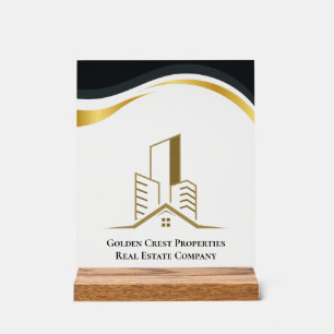 Luxury Black & Gold Personalised Real Estate Acrylic Sign