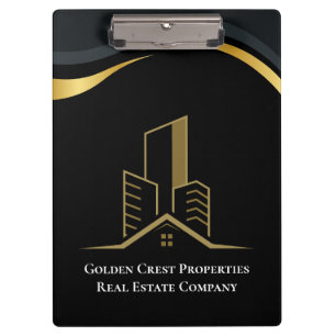 Luxury Black & Gold Personalised Real Estate Clipboard