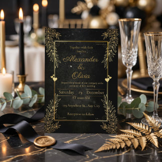 Luxury Black & Gold Personalized Invitation Card