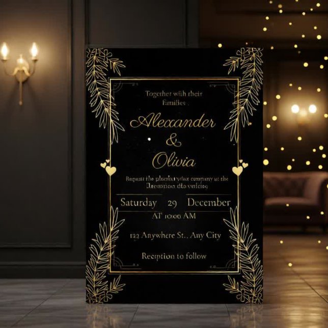 Luxury Black & Gold Personalized Invitation Card (Creator Uploaded)