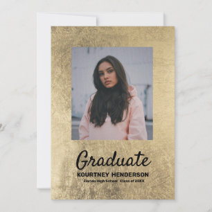 Luxury Black Gold Photo Graduation Invitation