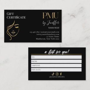 Luxury Black & Gold PMU Gift Certificate Card
