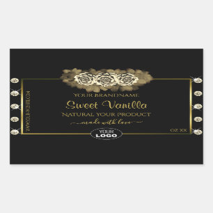 Luxury Black Gold Product Labels Roses Jewels Logo