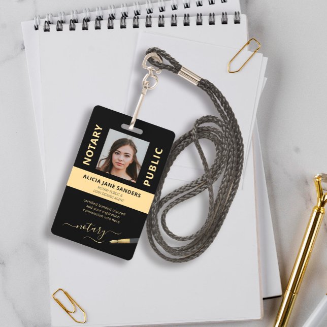 Luxury black gold professional custom notary ID ID Badge (Creator Uploaded)